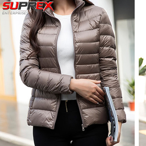 <b>Womens</b> Lightweight Quilted Puffer <b>Jacket</b> Logo Warm Slim Fit Winter Coat Zip-Up Closure Stand Collar Detachable Collar Casual - Product Image 3