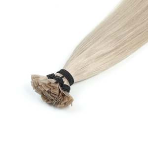 18A <b>Ash</b> <b>Blonde</b> Remy Human <b>Hair</b> Flat Tip <b>Extensions</b>-Soft Brazilian Keratin Bonds - Product Image 3