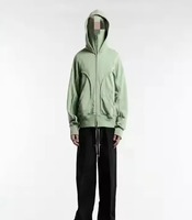 Sweat à capuche pour homme Gangster Logo personnalisé brodé Double capuche Double couche fermeture éclair Full Zip Plus Size Balaclava Hoodie