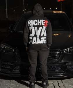 Pantalones de chándal apilados de invierno con logotipo personalizado y Sudadera con capucha, conjunto de chándal para hombre, ropa de calle de 2 piezas, chándal - Product Image 2