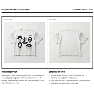 T-shirt graphique pour femme en coton Y2K de 240 g/m², lourd, avec diamants 3D en strass, effet délavé, coupe ample et oversize, streetwear - Product Image 6