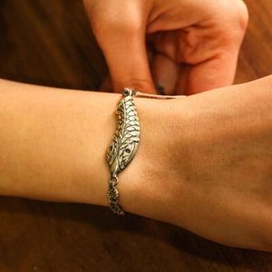 Handmade 925 Sterling <b>Silver</b> Snake Head Tennis Bracelet Fashionable with <b>Pen</b> Design - Product Image 1