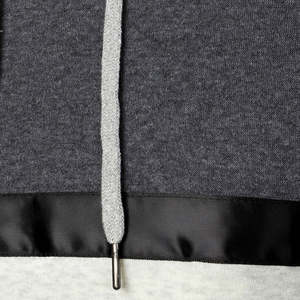 Sudadera con capucha con cordón y bolsillo de canguro con bloque de color al por mayor para hombre, ropa básica transpirable e informal, mezcla de algodón grueso en blanco - Product Image 6