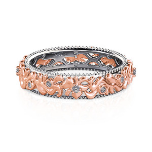 แหวนเพชรลายดอกไม้สองสีเจลิยาสำหรับผู้หญิง - Product Image 1