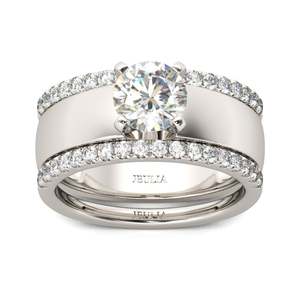 Jeulia 3-Piece Round Cut Sterling Silver Bridal Ring <b>Set</b> with Zircon and <b>Pearl</b> Accents - Product Image 1