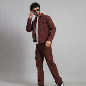 ชุดแจ็คเก็ตยีนส์ผู้ชายคุณภาพสูงแบบ OEM สั่งทำพิเศษ แจ็คเก็ตยีนส์ติดกระดุมแบบซักฟอก และกางเกงขายส่งผ้าฝ้าย - Product Image 6