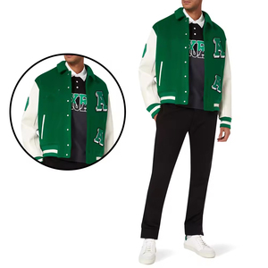Letterman Streetwear <b>Men's</b> Canvas Breathable V-neck Winter Varsity <b>Jacket</b> with Embroidery Casual Style - Product Image 6