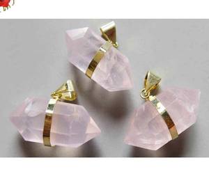 New Trendy Polished Natural Rose Quartz Double Link Connector Awesome Connector 925 Sterling Silver Pendant Jewelry for Wedding - Product Image 1