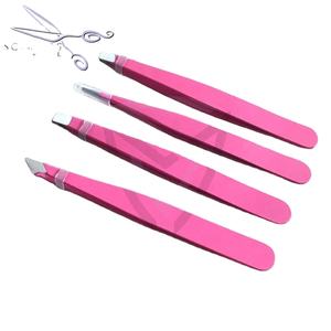 Pince à épiler multifonctionnelle 2-en-1 en acier inoxydable chirurgical, pointue et courbée, avec brosse, pour cils et sourcils, vente en gros - Product Image 1