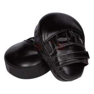 Almohadillas de enfoque de boxeo de cuero Real, Color negro sólido, almohadillas protectoras para entrenamiento de Kickboxing - Product Image 4