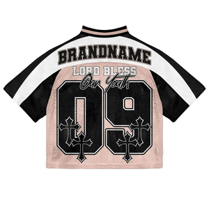 เสื้อฟุตบอลอเมริกันเสื้อครอปผ้าตาข่ายโพลีเอสเตอร์แบบสตรีทเสื้อฟุตบอลแบบอเมริกันระบายอากาศเสื้อเจอร์ซีย์ออกแบบได้ตามต้องการ - Product Image 6