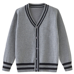 Cárdigan de Lana con Logo Personalizado para Hombre, Suéter de Punto Bordado a Rayas de Jacquard, Moda Varsity - Product Image 5