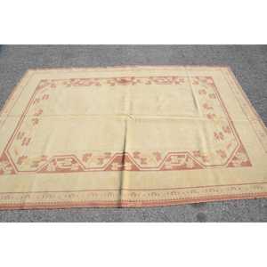 Turkish Rug, 5.7x8.5 ft Large Rug, Beige <b>Red</b> <b>Wool</b> Rug - Product Image 3