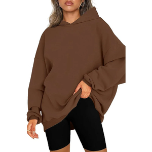 Hoddies personalizados Mujeres de gran tamaño de alta calidad de peso pesado logotipo personalizado pulóver liso sudaderas con capucha de estilo callejero de algodón Hoddies - Product Image 3