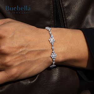 10mm Iced Snowflake Link <b>Bracelet</b> for <b>Men</b> 14K White Gold Plated 925 Sterling Silver Moissanite <b>Bracelets</b> - Product Image 2