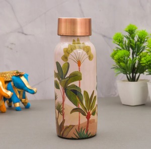Printed <b>Copper</b> <b>Bottle</b> for Gifting Durable Daily Use <b>Bottle</b> Pure <b>Copper</b> Water <b>Bottle</b> | Leakproof & Authentic <b>Bottle</b> - Product Image 1