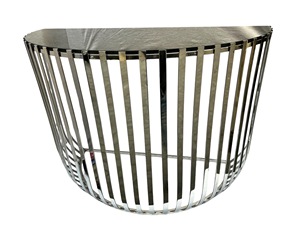 Modern Design <b>Console</b> <b>Table</b> With Toughened Black Glass and Stainless Steel Frame - Product Image 2