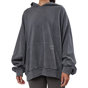 Sweat-shirt d'hiver en coton 100% lourd, écologique, délavé, surdimensionné, personnalisé en gros, 280 grammes, sweat-shirt pour femmes, lavage à l'avant - Product Image 2