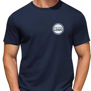 Camiseta de manga corta ajustada para entrenamiento de gimnasio para hombre, Camiseta de algodón y poliéster, camisetas con logotipo personalizado - Product Image 1