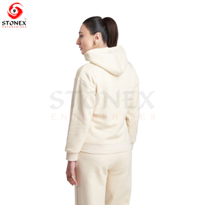 Logo personnalisé Tenues en tricot gaufré pour femmes Ensemble de survêtement 2 pièces Sweat à capuche en coton Pantalon de survêtement Ensemble de salon pour femmes - Product Image 6