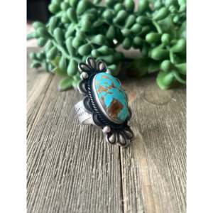 Alex Sanchez Royston Turquoise Sterling <b>Silver</b> <b>Adjustable</b> Vintage <b>Ring</b> - Product Image 4