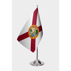 Drapeaux de bureau numériques imprimés de la carte de la Floride avec mât en aluminium - Product Image 1
