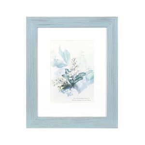 Blue Wood Photo <b>Frame</b> Rectangle Minimalist <b>Design</b> Vertical Orientation <b>Wall</b> Mount 5x7 Inch Mat Included - Product Image 1