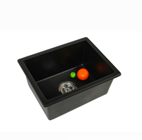 Évier de cuisine en composite de pierre de quartz de granit noir de haute qualité au-dessus du comptoir avec accessoires