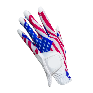 Guante de golf con estampado de bandera, guante de golf para mano izquierda, accesorio de entrenamiento deportivo con apariencia de cuero transpirable - Product Image 1