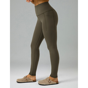 Luxe nouveau Polyester Spandex solide respirant élégant confortable tenue décontracté facile d'entretien femmes Fitness taille haute Durable - Product Image 4