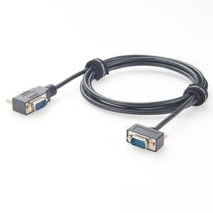2m Right Angled HD15 SVGA VGA DE-15 15pin Ultra Slim Low-profile Male to <strong>Plug</strong> Connector Shielded Cable for <strong>Computer</strong> Display PC - Product Image 1