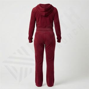 ชุดเซ็ทลำลองสำหรับผู้หญิง สไตล์วินเทจ เสื้อครอปมีฮู้ด กางเกงขายาวทรงตรง ผ้าฝ้าย 100% ระบายอากาศได้ดี เหมาะสำหรับออกกำลังกายและสวมใส่สบายๆ - Product Image 2