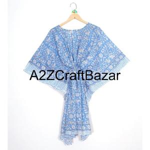 Vestido Casual Ligero y Lavable, 100% Algodón Puro, Cuello en V, Estilo Túnica Midi, con Borlas, Estampado Floral Bohemio, Manga Corta - Product Image 1