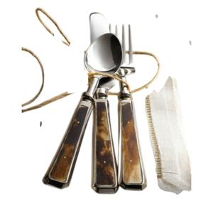 Juego de cubiertos de lujo de acero inoxidable dorado con mango de madera de acacia, elegantes cucharas y tenedores para servir, utensilios para el hogar y hoteles. - Product Image 3