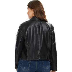 Veste en cuir véritable pour femme, nouveau style |   Meilleure arrivée : Veste d'hiver à manches longues avec fermeture éclair, écologique et respirante - Product Image 2