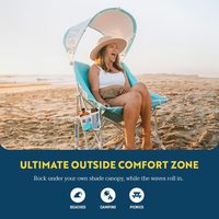 Fauteuil à bascule d'extérieur moderne en acier inoxydable avec pare-soleil, chaise pliante portable pour le camping et la plage