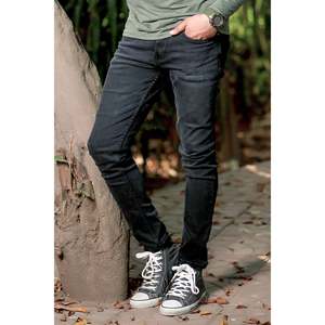 Unze London Men's TELIS High Waist Denim <b>Jeans</b> Regular Fit Straight Style with Gothi - Product Image 5