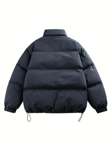 Chaqueta acolchada de talla grande para hombre, chaqueta de cuero cálida con burbujas impermeable de invierno personalizada con decoración de piel, venta al por mayor, novedad - Product Image 3