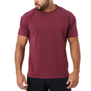 เสื้อยืดสำหรับผู้ชายผ้าฝ้าย100% เรียบหรูผ้าฝ้ายหนาสีเรียบออกแบบได้ตามต้องการ - Product Image 3