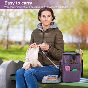 Bolsa de ganchillo personalizada organizador bolsa de almacenamiento con divisor interior y cremallera bolsas de tejer hilo para proveedores de ganchos de ganchillo - Product Image 4