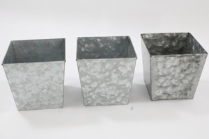 Ensemble de 3 paniers galvanisés à texture carrée pour la jardinière de sol à usage décoratif en métal galvanisé - Product Image 3