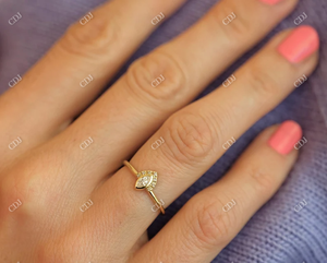 Precio al por mayor, anillo de moissanita de corte Marquesa certificado, oro amarillo de 18 quilates, medio Halo, anillos de boda de racimo, joyería hecha a mano para mujer - Product Image 3