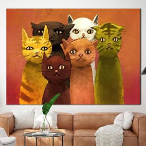 Art sur toile moderne pour les amoureux des chats - Œuvre d'art abstraite imprimée, 1P: Gallery Wrapped - Product Image 1