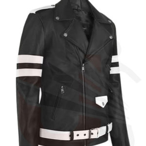 <b>Real</b> Sheepskin Leather Jackets Zipper Lavender <b>Black</b> <b>Men</b> Biker Plus Casual Jacket with Quilted Lining and Inside Outside Pocket - Product Image 1