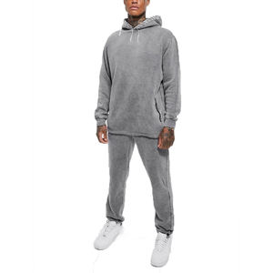 Conjunto de Ropa Deportiva para Hombre de Invierno con Logotipo Personalizado de Alta Calidad y Buen Precio, Sudadera con Capucha y Pantalones Deportivos Lavados al Ácido - Product Image 1