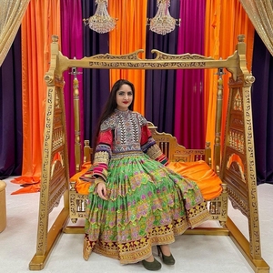 Vêtements traditionnels afghans Salwar Kameez en coton de soie ethnique pour filles-623 Produit en vente - Product Image 3