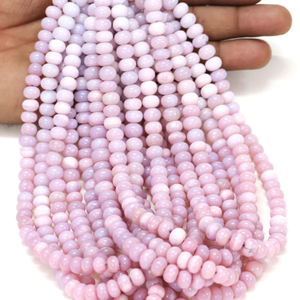 Hermosas Cuentas de Ópalo Rosa en Forma de Rondel Liso, 15 Pulgadas, Cuentas de Piedras Preciosas de Ópalo Rosa en Forma de Rondel Liso, Cuentas de Calidad, Joyería - Product Image 1