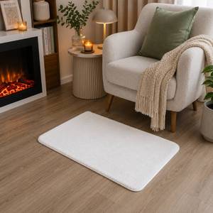 Alfombra de Piel Sintética de Felpa Color Marfil Moonbeam, Antideslizante, Suave, 60x50 cm - Product Image 1