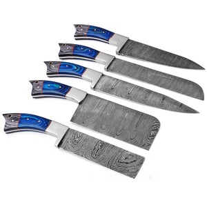 Gran oferta, juego de cuchillos de Chef de acero damasco de estilo japonés profesional, juego de cuchillos de cocina de acero damasco hechos a mano con bolsa de cuero - Product Image 1