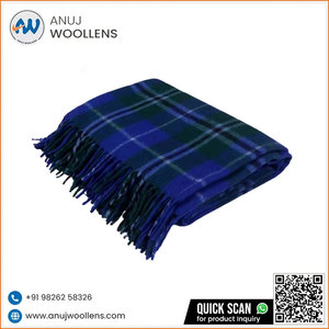 Douglas ผ้าห่มขนสัตว์สีฟ้าผ้าฝ้ายทอสไตล์ใหม่ในขนาดที่กำหนดเองสำหรับใช้ในบ้านหรือเดินทาง - Product Image 2